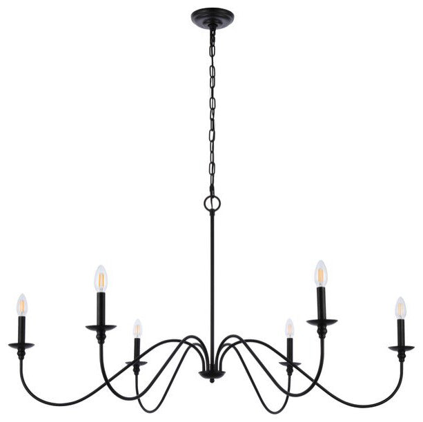 Transitional Matte Black 6-Light Chandelier