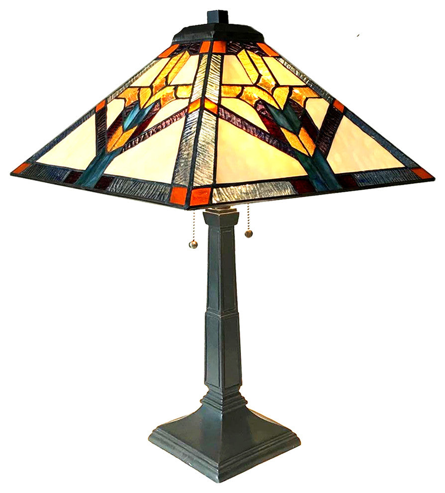 CHLOE Lighting SHAY Mission 2-Light Antique Dark Bronze Table Lamp 16"