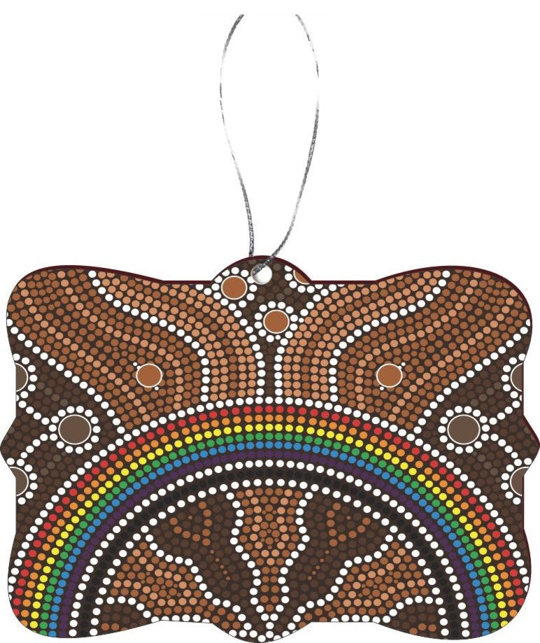Rainbow Dot Painting Design Rectangle Christmas Tree Ornament