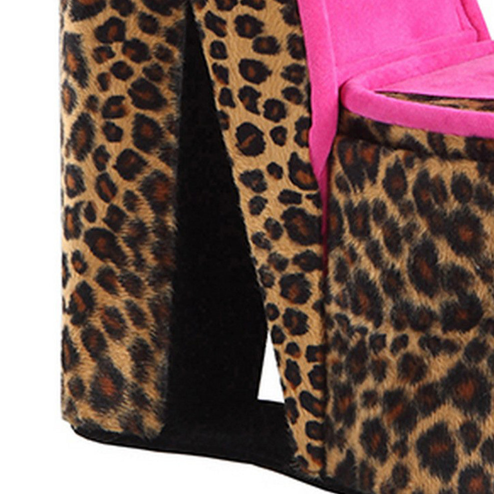 Benzara BM240365 High Heel Cheetah Shoe Jewelry Box With 2 Hooks, Multicolor