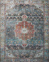 Margot Oriental Ocean/Brick Area Rug, 7'6"x9'6"