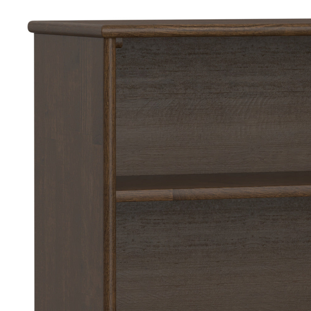 Draper SOLID HARDWOOD Mid Century Low Bookcase, Walnut Brown