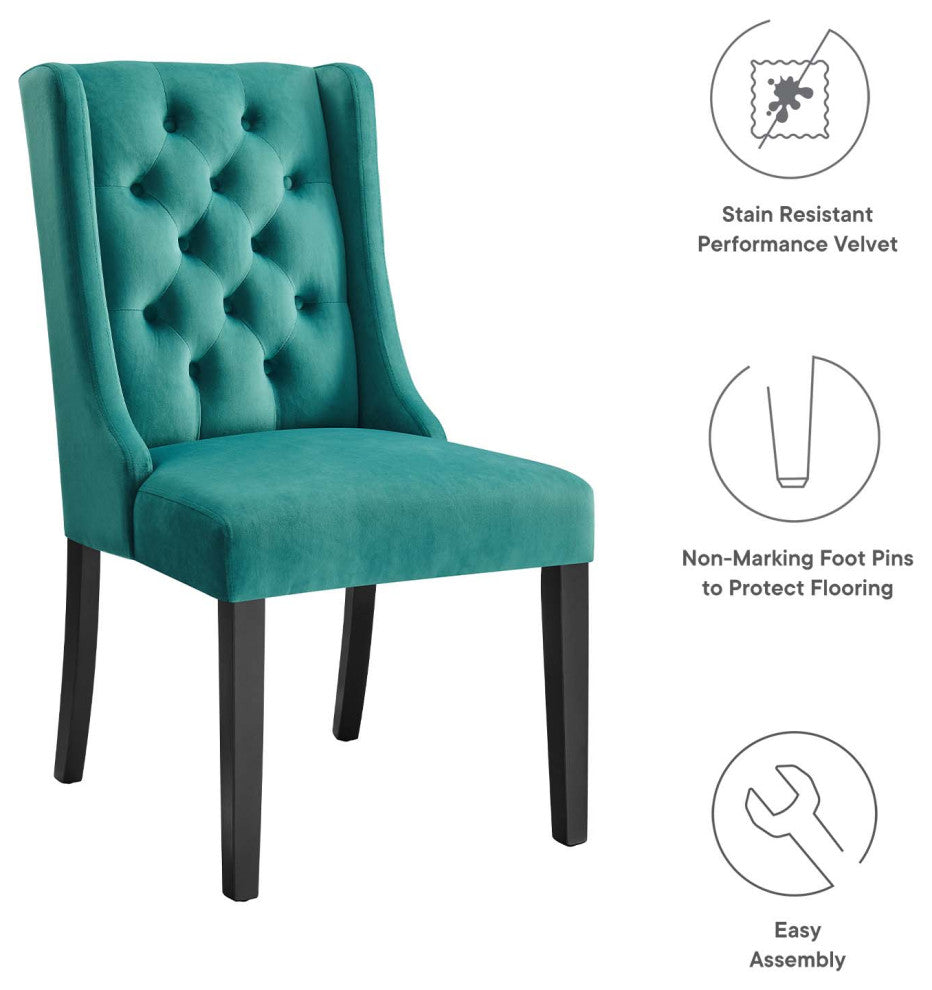 Baronet Performance Velvet Dining Chairs, Set of 2, Teal
