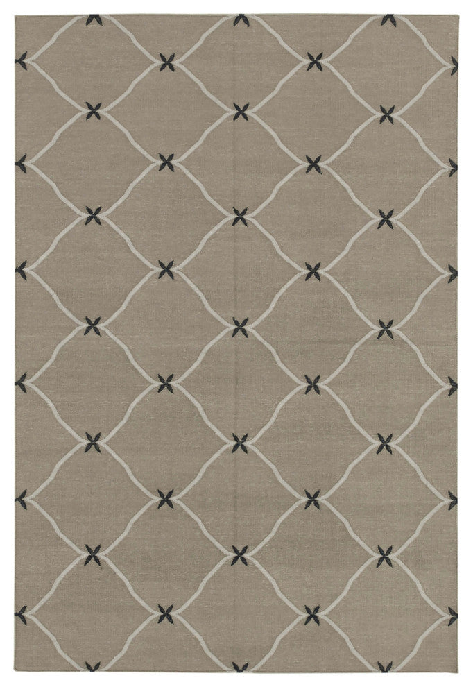 Rug N Carpet - Handmade Wool 3' 7'' x 5' 4'' Modern Design Dhurrie Kilim Rug
