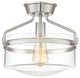 1-Light Semi-Flush Mount, Brushed Nickel