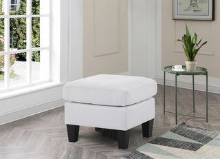 Newbury White Faux Leather Upholstered Ottoman