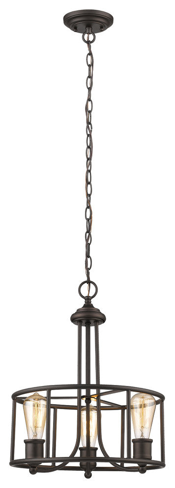 ELISSA Transitional 3 Light Rubbed Bronze Ceiling Pendant 15inches Wide