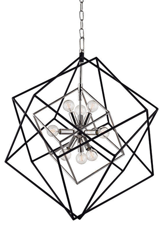 Roundout 26" Pendant, Aged Brass Finish, Polished Nickel