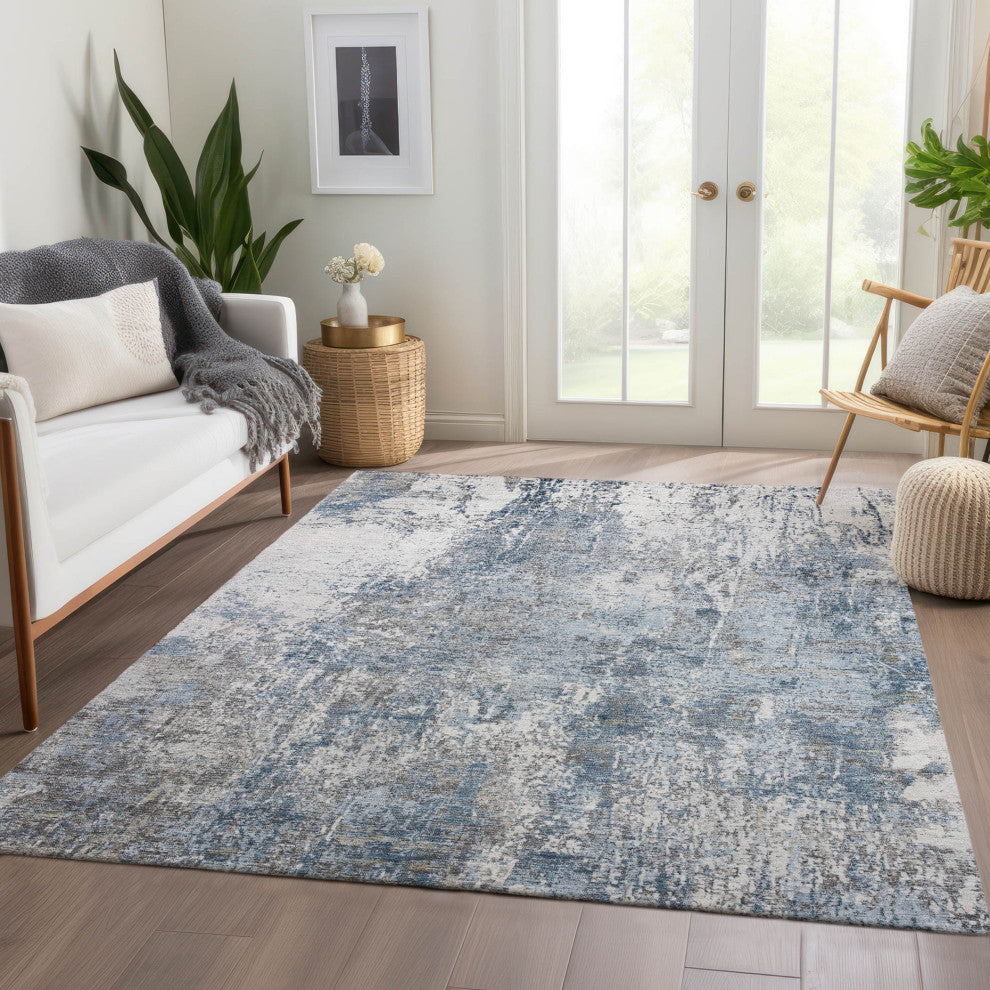 Machine Washable Indoor/Outdoor Chantille ACN1765 Blue 8' x 10' Rug