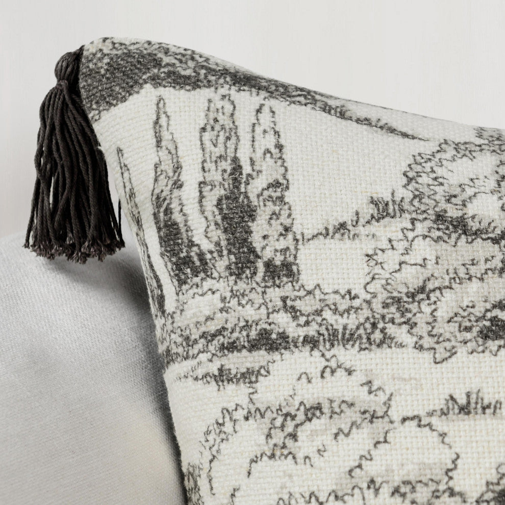 Stonework 22" Cotton Linen Blend Throw Pillow, Gray