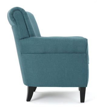 GDF Studio Manon Plush Comfortable Fabric Club Chair, Teal