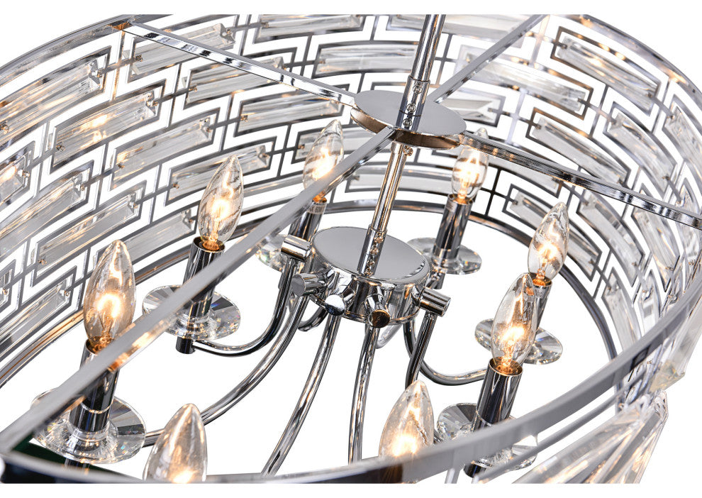 Petia 8 Light Drum Shade Island Light With Chrome Finish