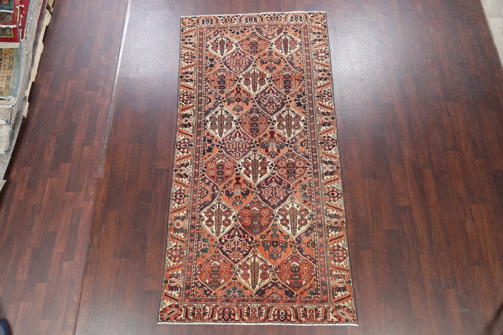 Consigned, Hand-Knotted Persian Vintage Worn Oriental Area Rug, Orange, 5'x10'