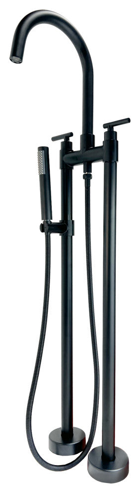 CastelloUSA Saturn Double Handle Clawfoot Tub Filler Faucet, Matte Black, Standard Handle