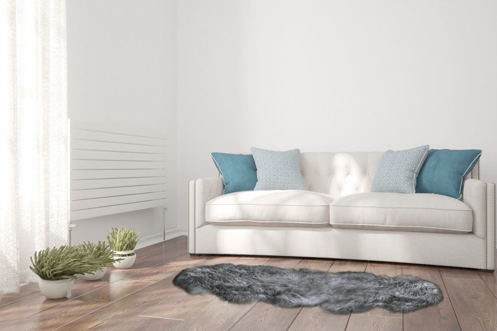 Milan Shearling Double Sheepskin Rug 2' X 6', Platinum