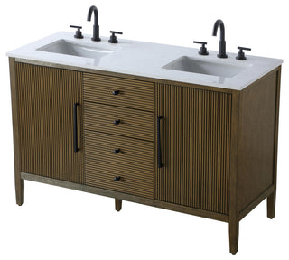 Home Living 54" Double Bathroom Vanity, Hazel Oak