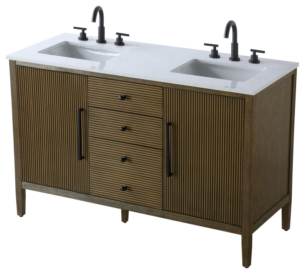 Home Living 54" Double Bathroom Vanity, Hazel Oak