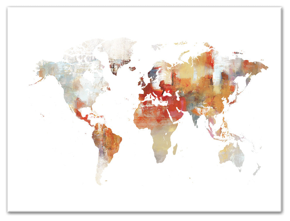 Watercolor World Map IV 18x24 Canvas Wall Art