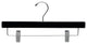 Wooden Bottom Hanger With Clips, Black Velvet/Chrome, Box of 100