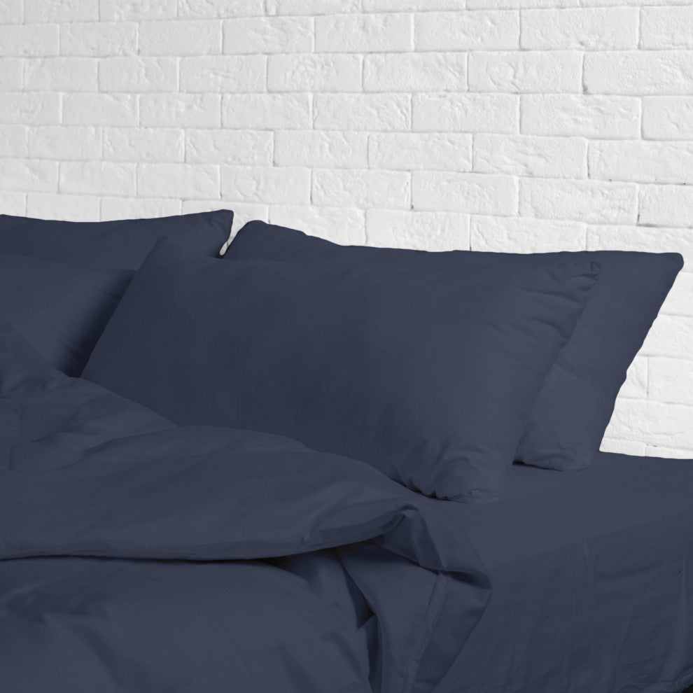 Egyptian Cotton Feel Cool Softest, 4-Piece Sheet Set Deep Pockets, Navy, Full