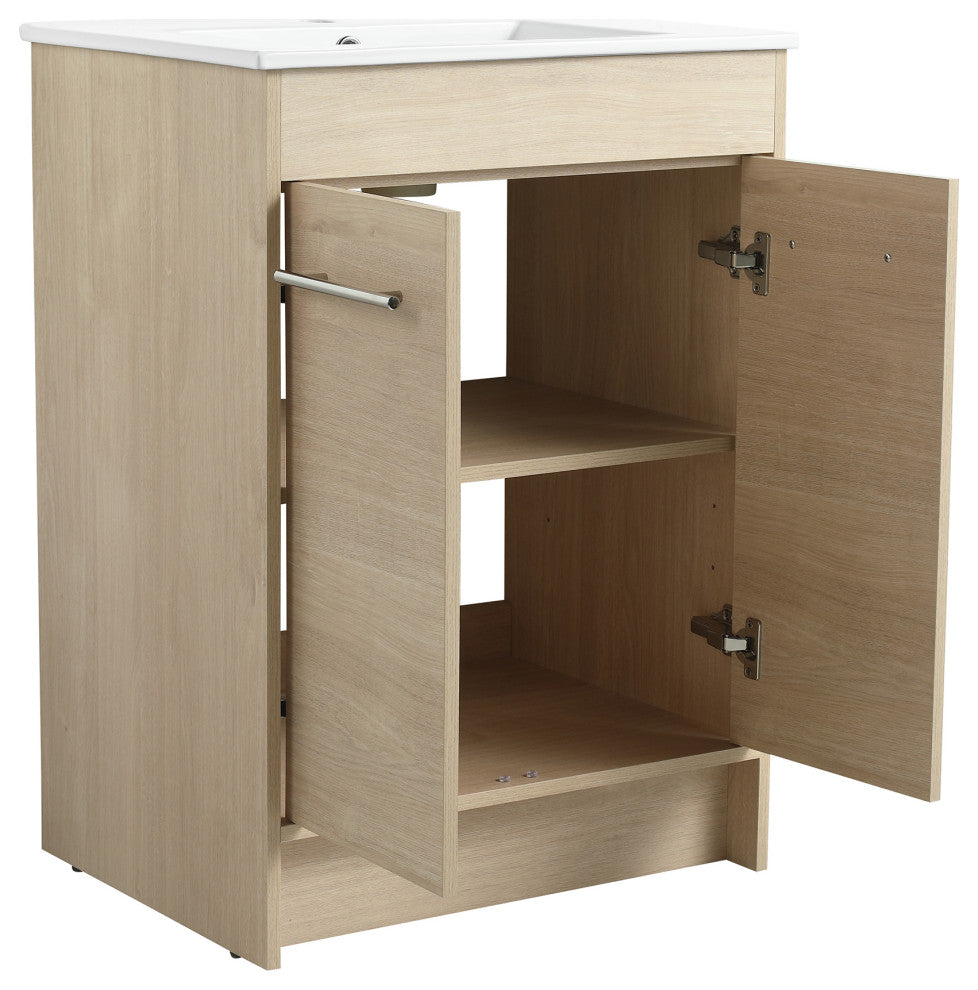 36 inch Plywood Freestanding Bathroom Vanity Set with Integrated Ceramic Sink