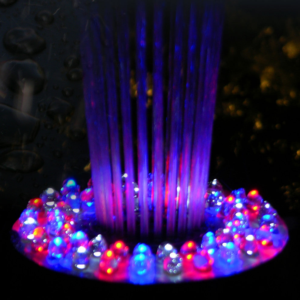 398 GPH Pump 48 LED Light Floating Spray Fountain, Black