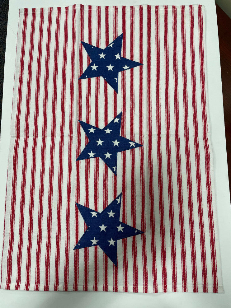 Red Ticking Star Print Apl Kitchen Towel