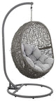 Modway Encase Outdoor Synthetic Rattan & Steel Swing Chair in Gray