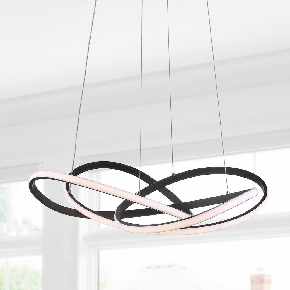 Alexia 25" Abstract Integrated LED Adjustable Pendant, Black