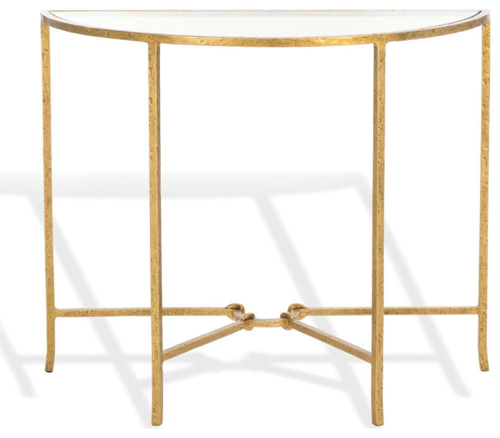 Safavieh Couture Tauri Metal Console Table, Brass/Clear