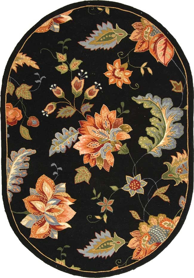 Safavieh Chelsea Hk306B Floral Rug, Black, 7'6" X 9'6"