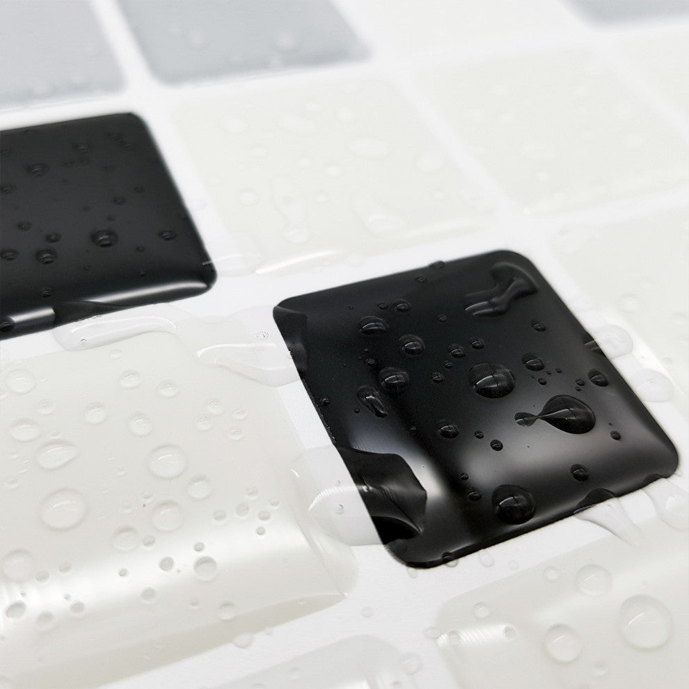 12"x6" Classic Black and White Mosaic Glossy 3D Tile Sticker
