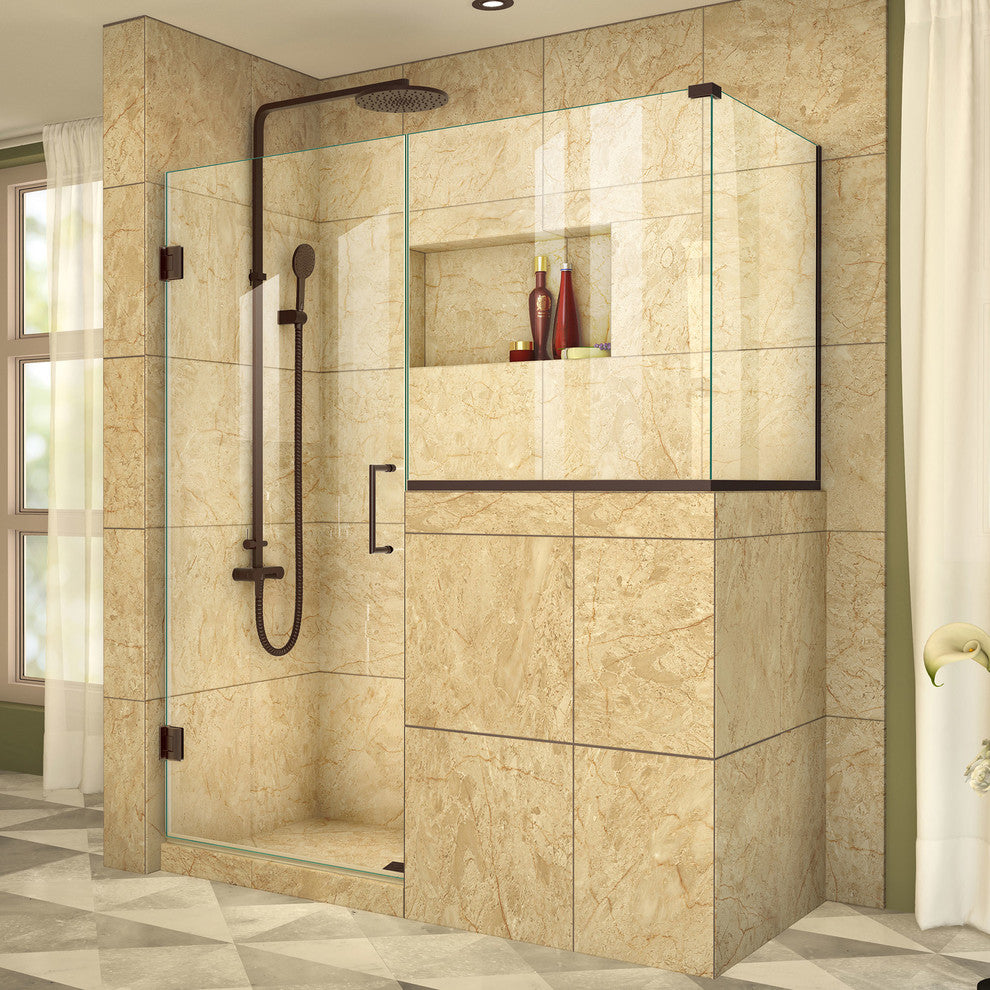 Unidoor Plus 54"x30.38" Shower Enclosure, Oil Rubbed Bronze