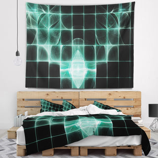 Blue Bat on Rader Screen Abstract Wall Tapestry, 39"x32"