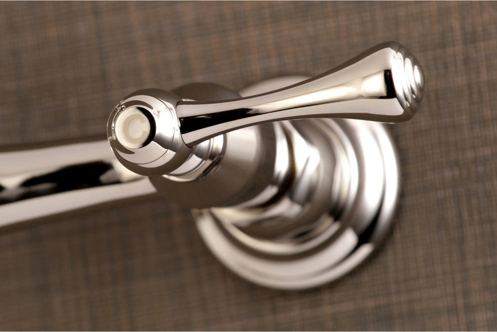Kingston Brass 8" Center Wall Mount Bathroom Faucet, Polished Nickel