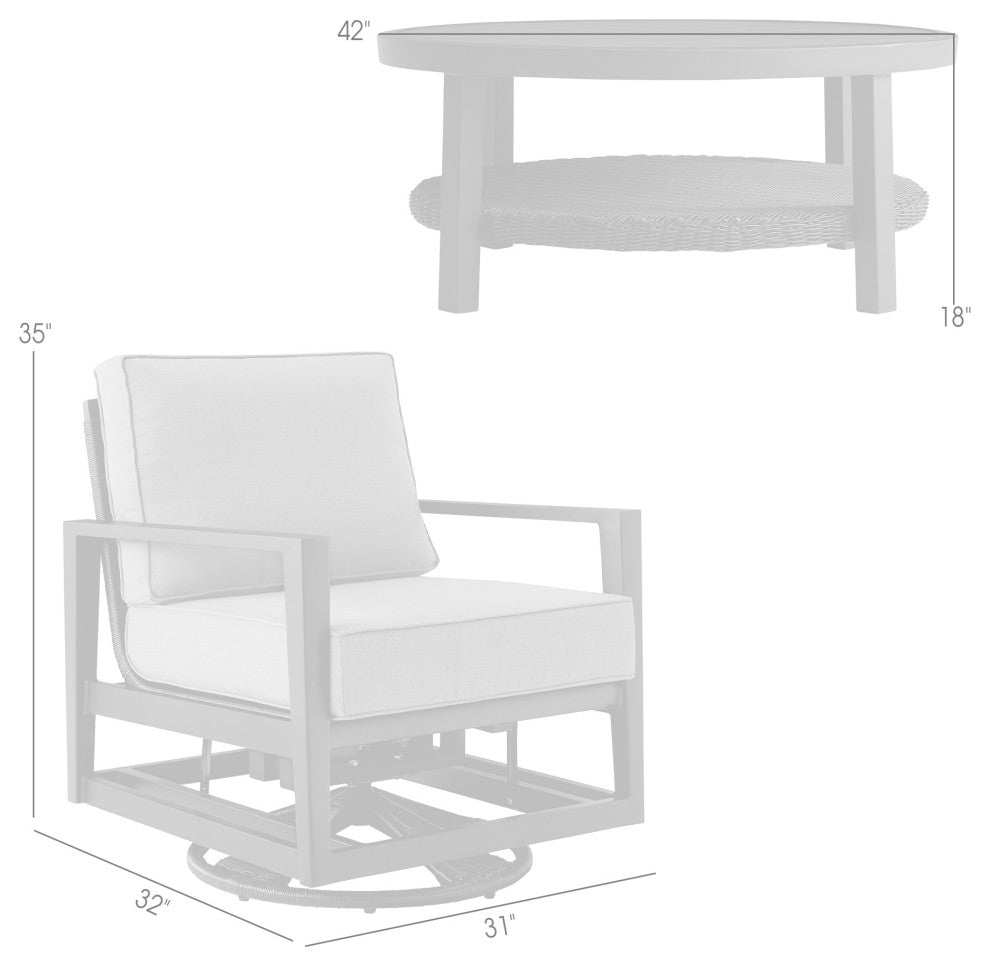 Grand 5 Piece Black Aluminum Outdoor Seating Set With Dark Gray Cushions