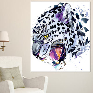 Ferocious Snow Leopard Face, Animal Canvas Art Print, 30"x40"