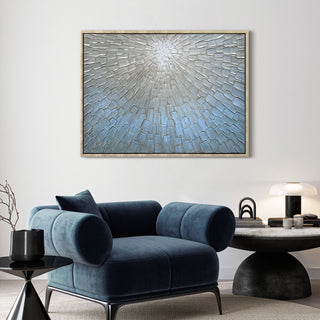 Silver Ice Textured Metallic Hand Painted Abstract Wall Art, 30"x40"