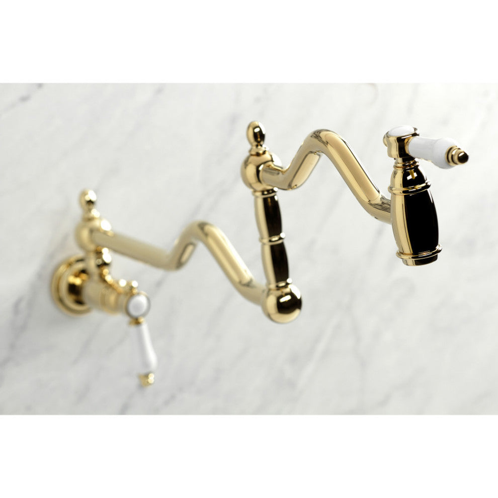 Kingston Brass KS2102BPL Bel Air Wall Mount Pot Filler, Polished Brass