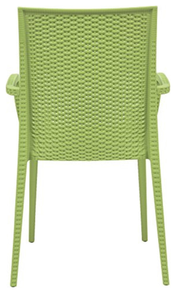 LeisureMod Weave Mace Indoor/Outdoor Chair, With Arms, Set of 4