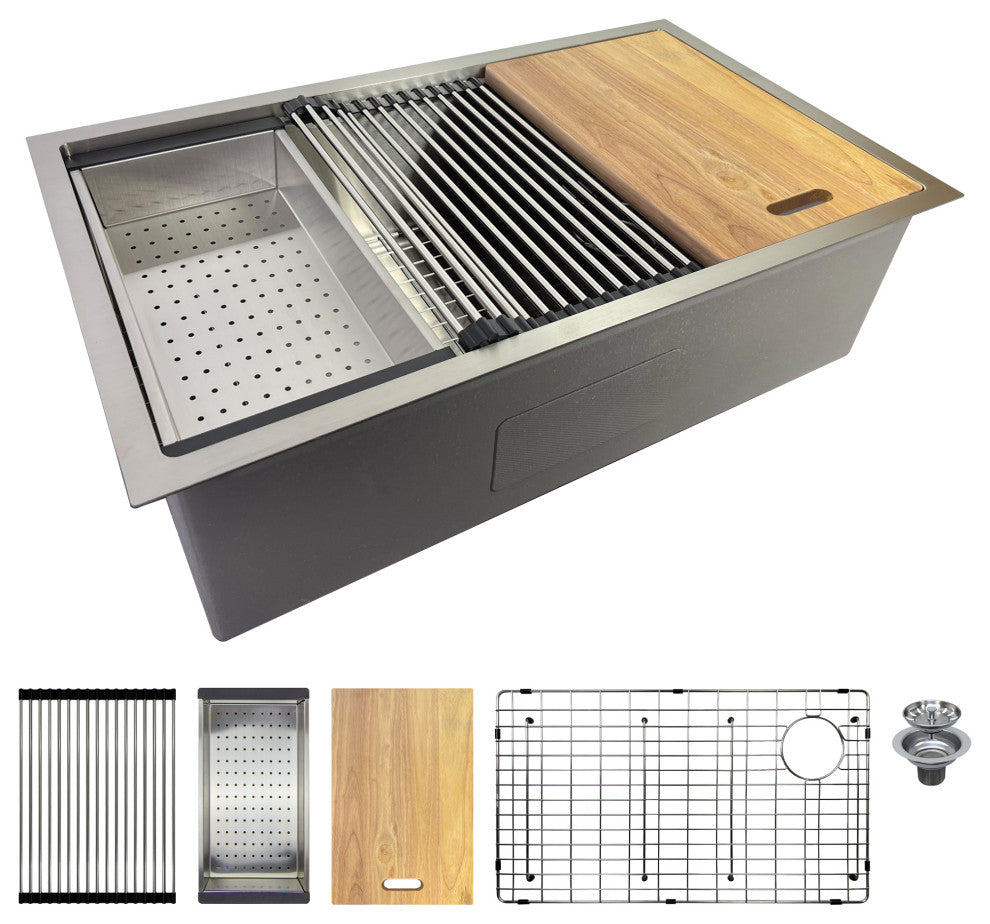 Transolid 32x19x10" Undermount Stainless Steel Workstation Sink
