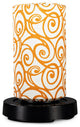 73-800 Patioglo Led Table Lamp, Bright White, Orange Swirl Fabric Cover 73800