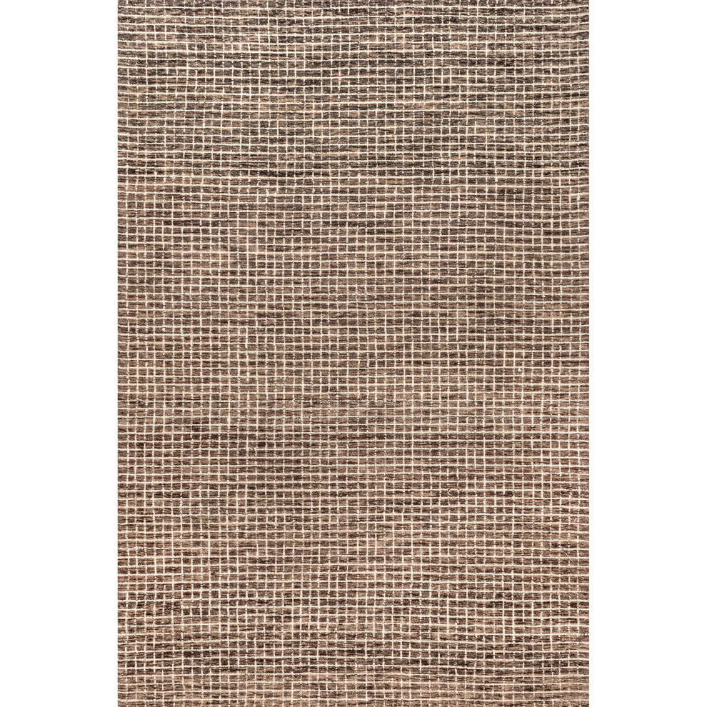 Melrose Checked Wool Area Rug, Brown 6''x9''