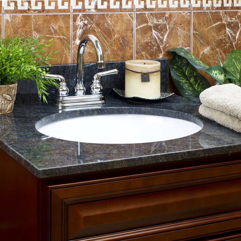 49x22 Blue Butterfly Granite Vanity Countertops, 4 Faucet Spread