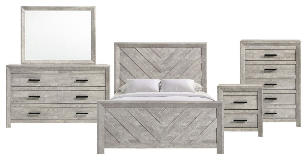 Picket House Furnishings Keely Panel 5PC Bedroom Set in White