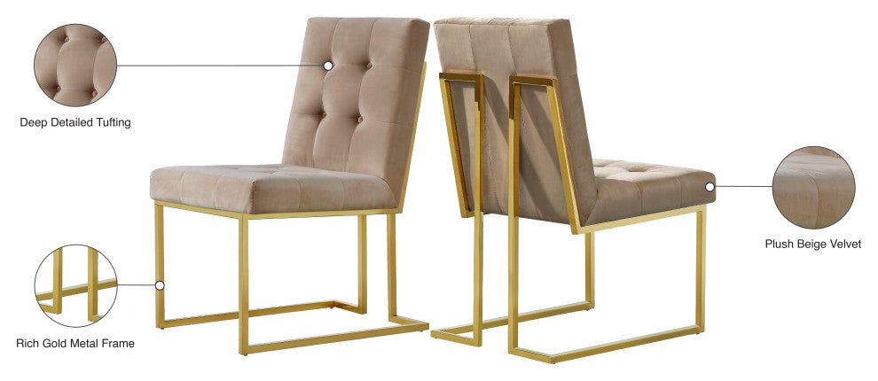 Pierre Velvet Upholstered Dining Chair (Set of 2), Beige
