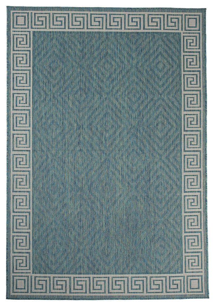 Outdoor Collection Geometric Area Rug - UV Safe Rug, Ocean, 7'10"x10'