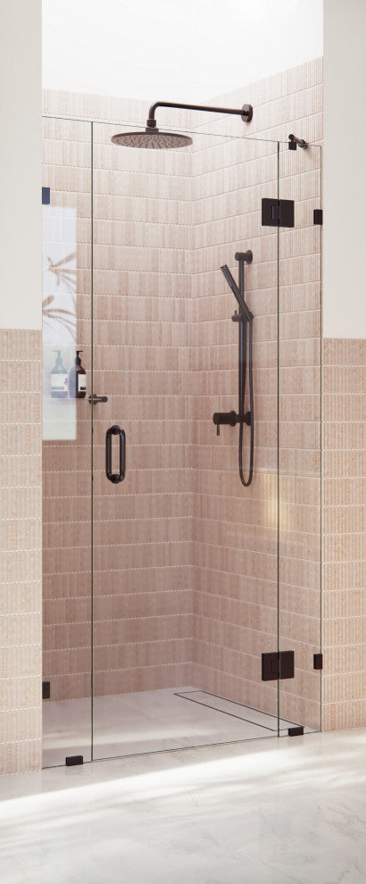 40"Wx78"H Frameless 3 Panel Inline Shower Door, Oil Rubbed Bronze
