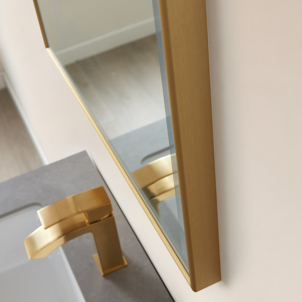 Viella Rectangular Aluminum Wall Mounted Mirror, Brushed Gold, 24"
