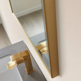 Viella Rectangular Aluminum Wall Mounted Mirror, Brushed Gold, 24"